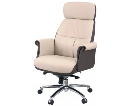 Крісло АКЛАС Драгобрат AL MB (Шкіра LC-F Beige/PU Dark brown)