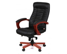 Кресло офисное Аклас Атлант EX MB (Кожа LC-A Black/PU Black)
