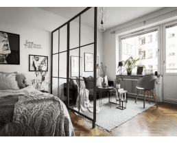 Перегородка лофт для зонування спальні і кімнати відпочинку