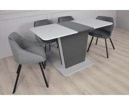 Кухонный комплект стол на одной ножке со стульями. Cosmo Grey+User PEPIO 