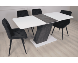 Кухонний комплект: Стіл Rio 140(180)x80 та стільці SHELL чорний каркас/чорний