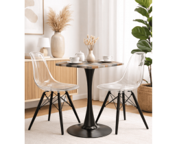 Набор маленький стол и стулья. Тюльпан 70*70+Тауэр Вуд прозрачный