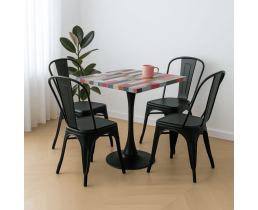 Стул и стулья для маленькой кухни. Стол Тюльпан WM и стулья Толикс черные