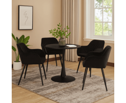 Стол керамический Тюльпан С черный мат/черный д.90