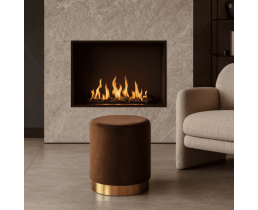 Мягкий пуф Голд, велюр коричневый/золотая основа