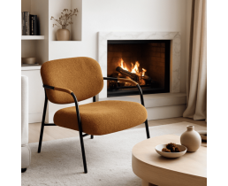 Современное кресло в обивке букле оранжевого цвета Ника