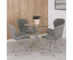 Стеклянный круглый стол и 4 стула. Тог+Стар S