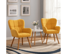 Кресло Флор с высокой спинкой, желтая ткань букле