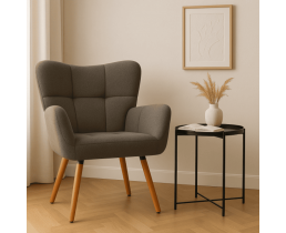 Кресло Флор с высокой спинкой, серая ткань букле