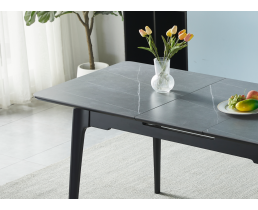 Стіл BERLIN CERAMIC 140(180)*80 сірий мат кераміка/чорний каркас