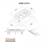 Газовая варочная панель Perfelli HGM 31413 BL