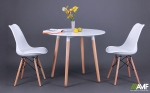 Обеденный комплект стол Helis МДФ Белый + 2 стула Aster Wood AMF