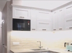Белая матовая кухня со встроенной техникой. Фасады МДФ с фрезеровкой. Видео.