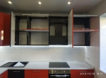 Черно-красная угловая кухня с матовыми и глянцевыми фасадами  AGT 723 и 600