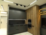 Встроенная кухня на заказ с фурнитурой Blum. Кухня с телевизором в стиле Loft. ЖК Варшавский квартал