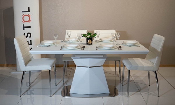 Комплект стіл Кристал білий та стільці Арно білий 