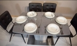 Комплект стіл Адам кераміка сірий та стільці Монтана антрацит 