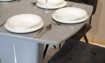 Комплект стол Адам керамика серый и стулья Монтана антрацит 