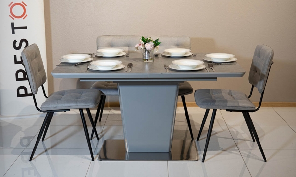 Комплект стіл Паскаль сірий та стільці Монтана світло-сірий (Signal) 