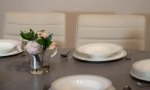 Комплект стіл Паскаль сірий та стільці Арно крем 