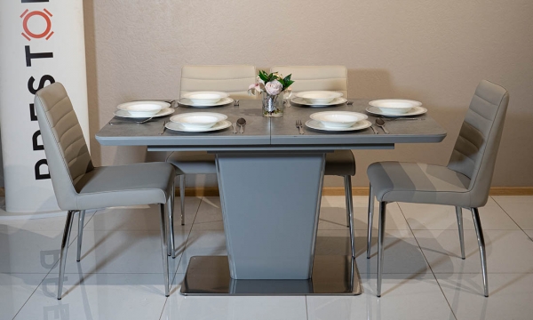 Комплект стіл Паскаль сірий та стільці Арно крем 