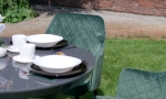 Комплект стіл Раунд сірий та стільці Вілсон зелений 
