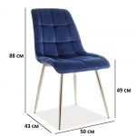 Стул CHIC VELVET хром каркас / синий BLUVEL 86