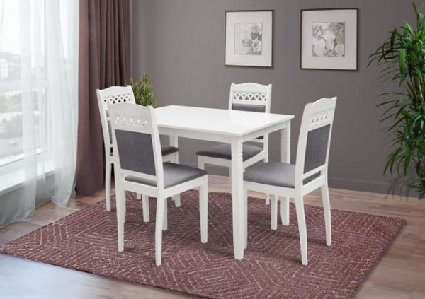 Обідній комплект Бродвей білого кольору стіл+4 стільця (Мікс-Меблі)