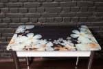 Обеденный стол со стеклянной столешницей (Ромашки) от Микс-Мебель