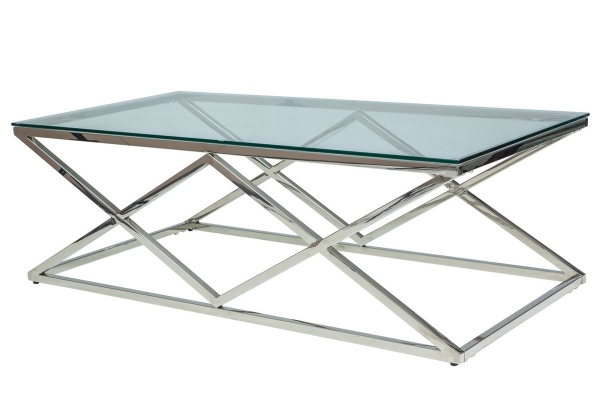 Журнальный столик ZEGNA A прозрачное стекло/серебро 120X60