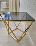 Журнальный столик SILVER B дымчатое стекло/золото 50X50