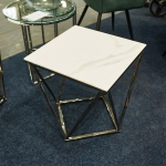 Журнальний столик SILVER B II білий ефект мармуру/сталь 50X50
