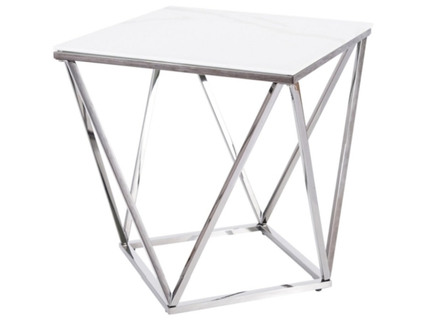 Журнальний столик SILVER B II білий ефект мармуру/сталь 50X50