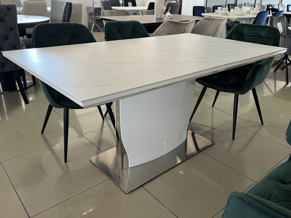Стол DETROIT CERAMIC 160(200)*90 стол белый эффект мрамора/белый глянец