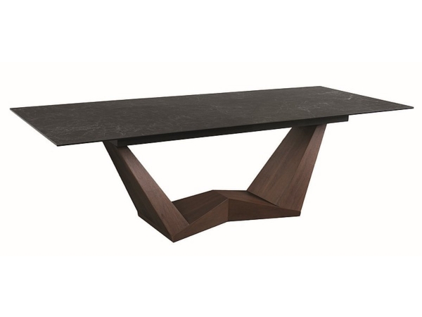 Стол BONUCCI CERAMIC 200(250)*98 черный NERO GRECO/орех