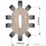 Конференц стол 2900х1900х750Н Комплект 6. Вяз Либерти Дымчатый. Черный графит