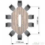 Конференц стол 3087х1900х750Н. Комплект 7. Вяз Либерти Дымчатый. Черный графит