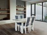 Обеденный комплект белого цвета: стол Петрос + 4 стула Чумак