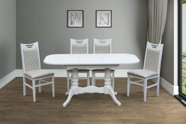 Обеденный комплект стол + 4 стула:  Стол Шервуд и Стул Юля белый