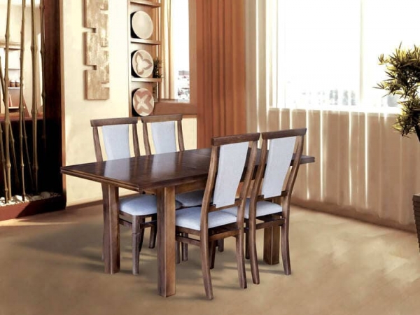 Стол и стулья для кухни из дерева: Стол Петрос + стул Чумак темный орех