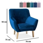 Крісло NORDIC 1 VELVET синє/бук BL.86
