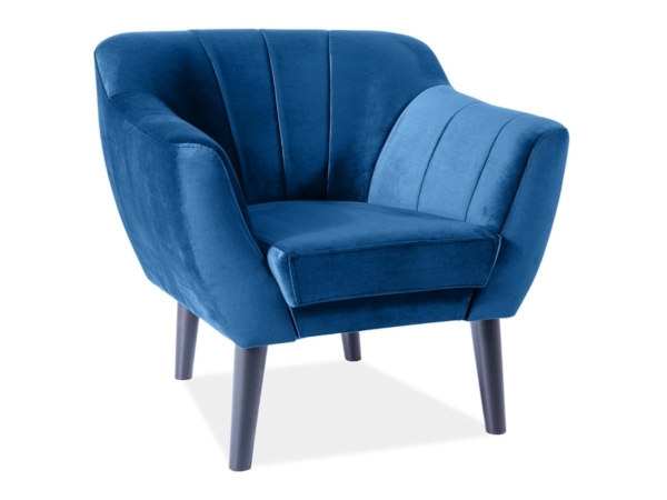 Крісло TREFL 1 VELVET синє/венге BL.86