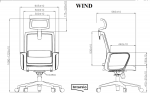 Кресло поворотное WIND серое/синее/белый каркас