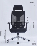 Кресло поворотное ICAR серое/белый каркас