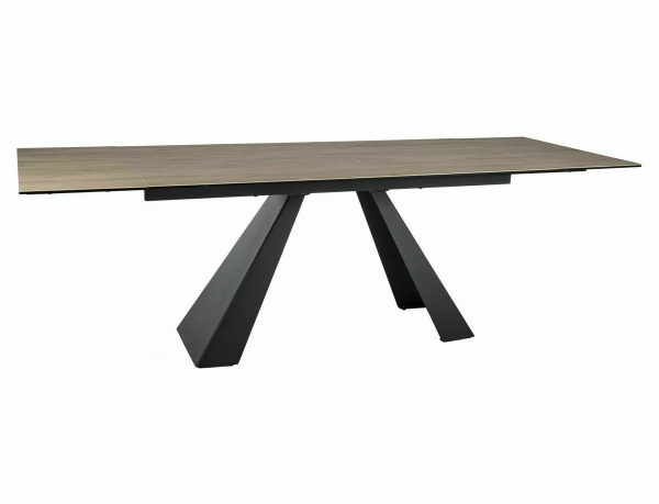 Стол SALVADORE CERAMIC 160(240)*90 светло-коричневый SABBIA/черный мат