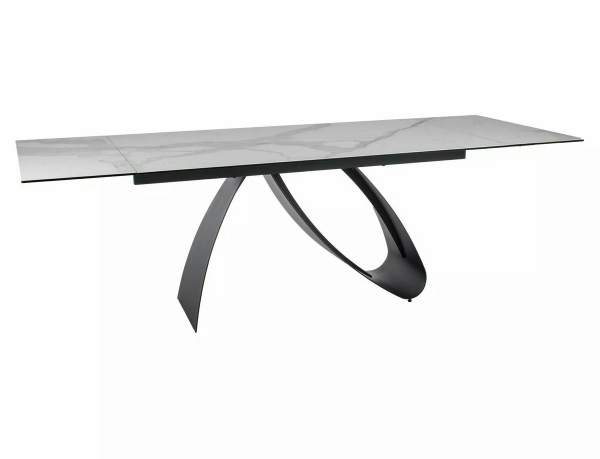 Стол DIUNA CERAMIC 160(240)*90 белый STATUARIO VENATO/черный мат