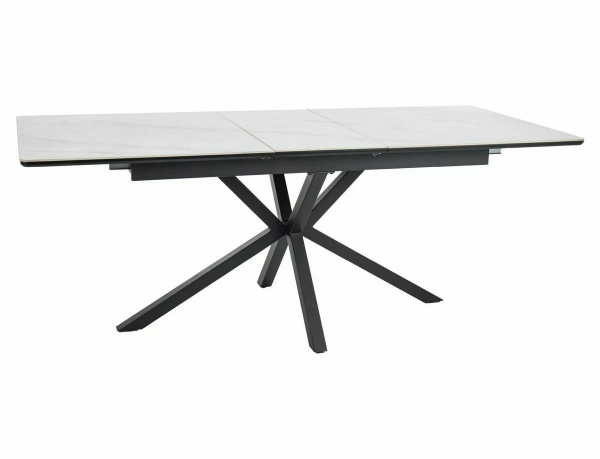 Стол LOGAN CERAMIC 160(200)*90 белый/черный мат