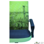 Кресло АЭРО HB сиденье Сетка серая, боковины Zeus 047 Light Green/ спинка Сетка лайм-Brooklyn Bridge