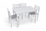 Кухонный стол и 4 стула белого цвета. Обеденный комплект Джерси