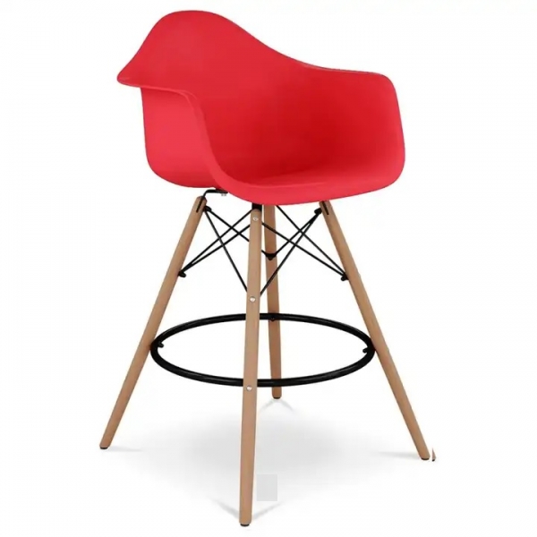 Стул барный высокий красный Тауэр Вуд Eames